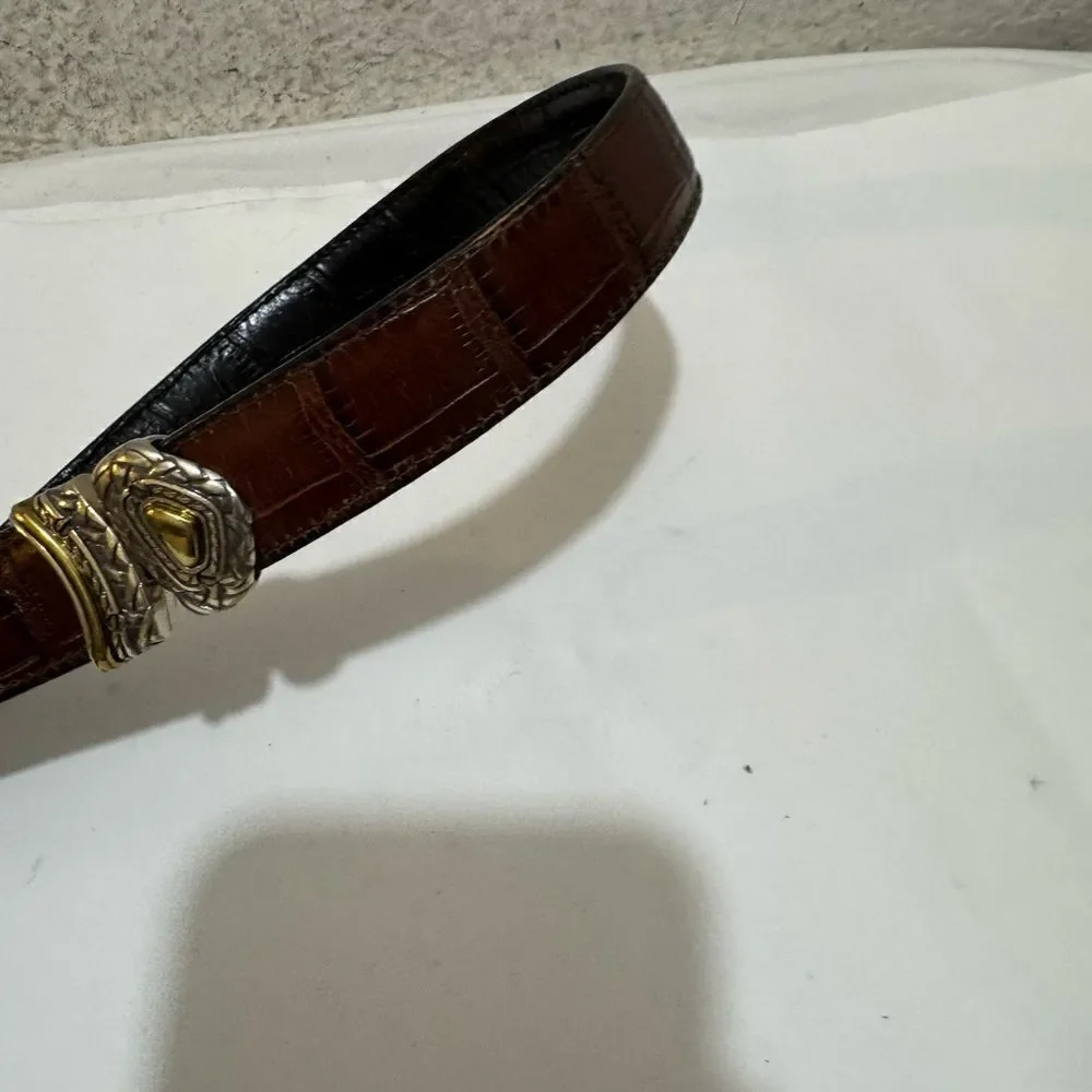Brighton Marcus 2 Tone Belt VTG Black & Brown Leather Size M 30 Women